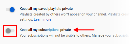 How to make my subscriptions private